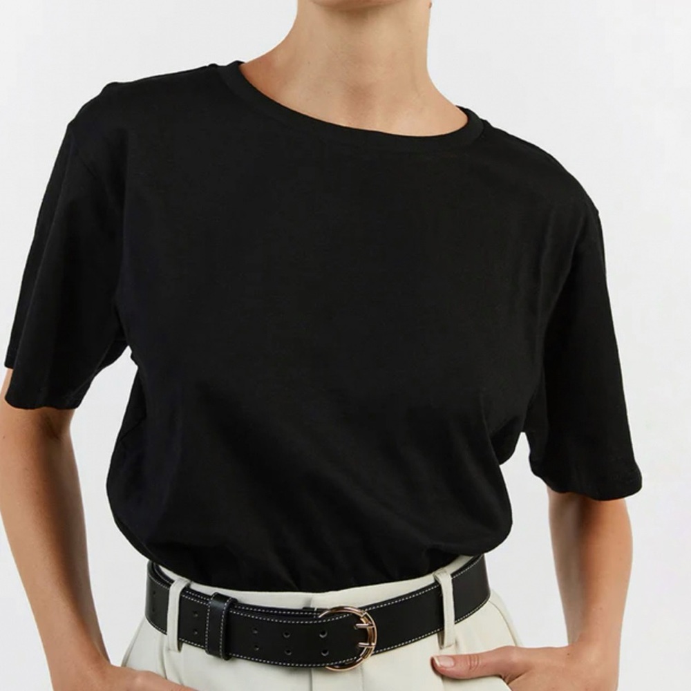 DISSH CHARLOTTE BLACK LOOSE FIT ROUND CREWNECK TEE SHIRT